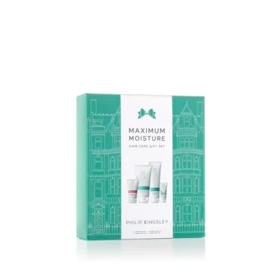 Image of Philip Kingsley Maximum Moisture Hair Care Gift Set Elasticizer Treatment, Balancing Combination Shampoo and Conditioner, Finishing Touch Frizz Fighting Gloss Of 4