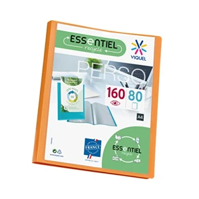 Image of Viquel A4 160 Pockets Display Book Customisable Binding Smooth Clear Recycled Essential Orange