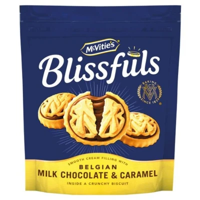 Image of McVitie&#039;s Blissfuls Belgian Milk Chocolate and Caramel Biscuits,172 g (Pack of 6)