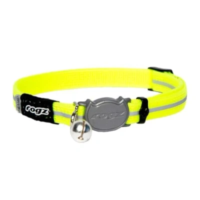 Image of ROGZ ALLEYCAT CAT COLLAR WITH BREAKAWAY BUCKLE AND NIGHT TIME VISABILITY (Daylgo)),Yellow,3/8&quot; Small