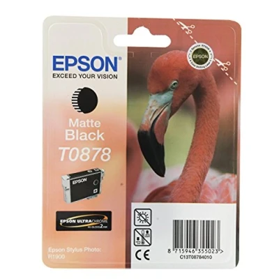 Image of Epson T0878, Print Cartridge, 1 x Matte Black, blister with RF alarm, Genuine