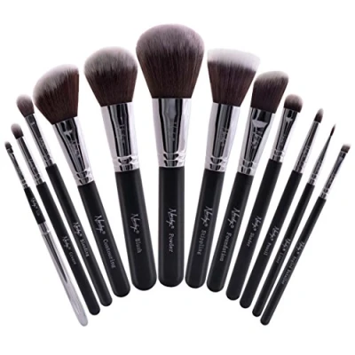 Image of Nanshy Masterful Collection 12 Piece Makeup Brush Set with Soft, Professional Make Up Brushes for Blending, Contouring, Foundation &amp; More Artist Must Haves Vegan Cruelty Free Onyx Black