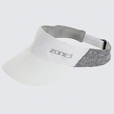Image of ZONE3 Lightweight Race Visor for Training and Racing, White/Charcoal Marl/Reflective Logo, Unisex One Size/UV Sun Protection