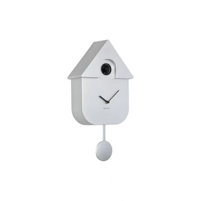 Image of Karlsson Modern Cuckoo Wall Clock &#039;Metallic Silver&#039; KA5867SI