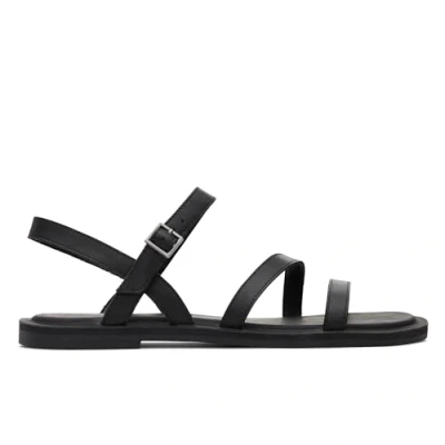 Image of TOMS Women&#039;s Kira Flat Sandal, Black Leather, 8 UK