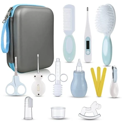 Image of Lictin Baby Health Care Kit Grooming Newborn Accessories, 15PCS Safety Cutter Nail Set, Nursery for Infants Newborns (Blue)
