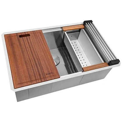 Image of Ruvati RVH8300 Undermount 16 Gauge 32&quot; Kitchen Sink Single Bowl, Stainless Steel