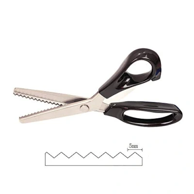 Image of Professional Pinking Shears, Comfort Grip Handle Stainless Steel Dressmaking Scissors Sewing Art Craft Cut Tool, Serrated and Scalloped Blade Cutting Scissor for Fabric Decoration (Serrated 5mm)