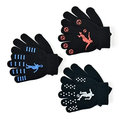 Image of undercover lingerie Boys 3 Pack Assorted Gripper GL113 Magic Gloves Football
