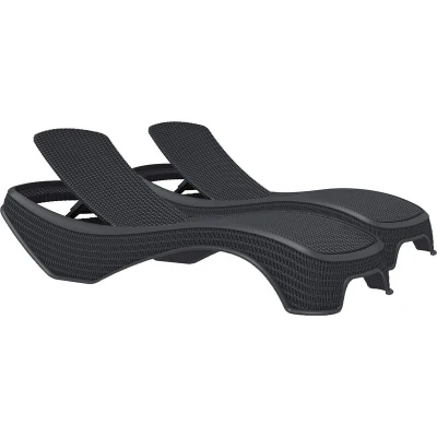 Image of Centurion Supports MALDIVES Black Outdoor High End PU Rattan Adjustable Sun Lounger Pair