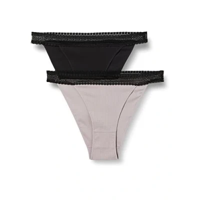 Image of Sloggi Women&#039;s GO Ribbed Tanga C2P Briefs, BLACK COMBINATION, S