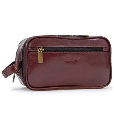 Image of Ashwood Men&#039;s Leather Travel Toiletry Bag Medium Wash Shower with Handle Chelsea 2080 Cognac