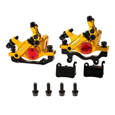 Image of Mgoodoo MTB Hydraulic Disc Brake Set, Bicycle Sets Front and Rear Line Pulling Brake, Gold, Discs 160 mm
