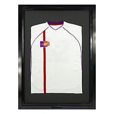 Image of Vivarti DIY Junior Standard Sports Shirt Display Frame for Football Shirt, Rugby Band Shadow Box 50 x 70cm Gloss Black Frame, Inner Backing Card