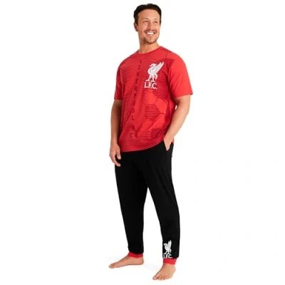 Image of Liverpool F.C. Mens Pyjamas Set Nightwear T shirt and Bottoms PJs Lounge for Men Teenagers S 3XL Gifts (3XL, Black/Red)