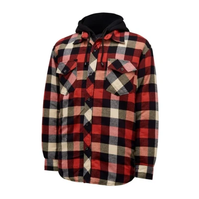 Image of Hard Yakka Quilted Flannel Shacket Men, Red, L