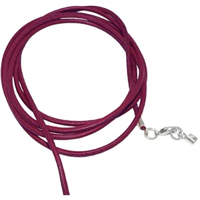 Image of unbespielt Leather Cord Necklace for Pendant Fuchsia Men Women Lobster Clasp Silver Colored 1 m x 2 mm Shortenable