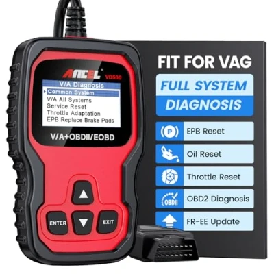 Image of ANCEL VD500 OBD2 Diagnostic Scanner fit for Volkswagen VW Audi Skoda Seat Diagnosis, Check Engine Light EPB ABS SRS Code Reader, Oil Throttle Position Adaption Brake Pad Reset Tool