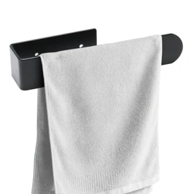 Image of BillyBath Towel Holder No Drilling Black Tea Towels Guest Bath Self Adhesive for Kitchen Bathroom (20 cm)
