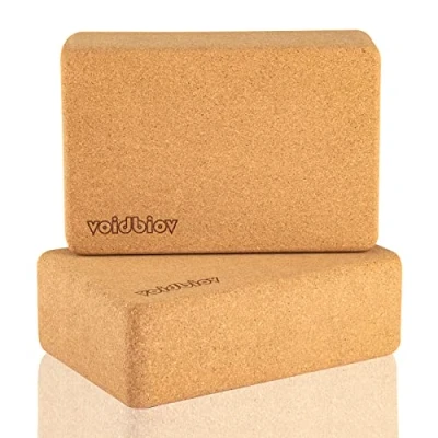 Image of Cork Yoga Block Set 2 Pieces 9&quot; x 6&quot; 3&quot;, Professional Bricks for Pilates Home Exercise, Fitness Easy to Grip, Non Slip Surface