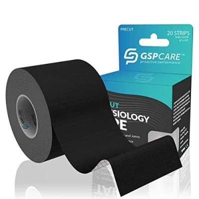 Image of GSPCARE Kinesiology Tape, 16.4ft Uncut Elastic Muscle Sports Tape for Exercise, Latex Free Waterproof Physio Knee Shoulder and Elbow Recovery (Black)