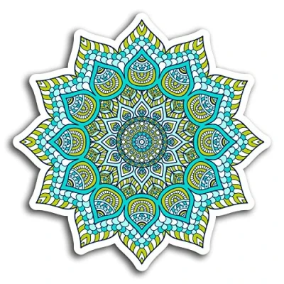 Image of 2 x 10cm Mandala Blue Indian Vinyl Stickers Sticker Laptop Luggage #19368 (10cm Wide)
