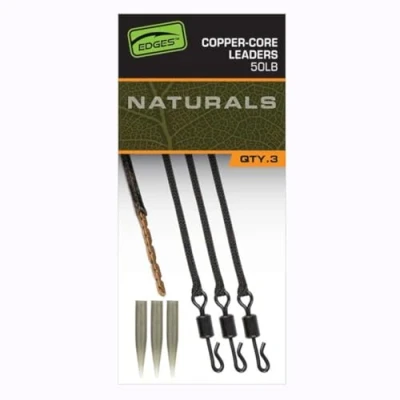 Image of Fox Edges Naturals Copper Core Leaders 50lb (22.7kg) (3pcs) Carp rig