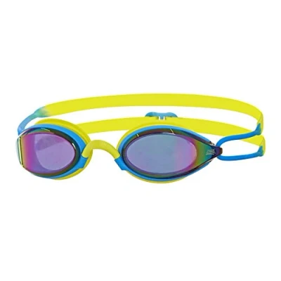 Image of Zoggs Unisex&#039;s Podium Swimming Goggles, Blue/Lime/Mirror, One Size