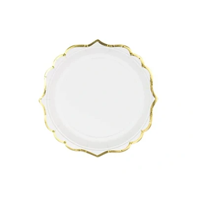 Image of Paper Plates Gold Edge 18.5 cm Set of 6 Party Disposable Tableware Birthday Wedding Christening