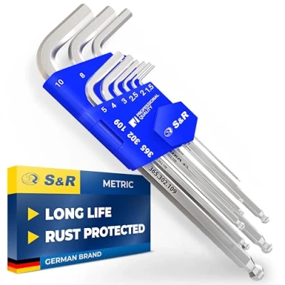 Image of S&amp;R Allen Key Set, 9pcs/10pcs Metric/Imperial (9 pcs. Metric)