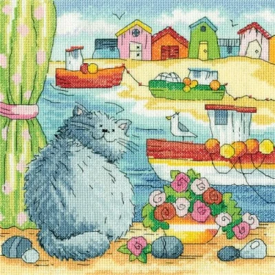 Image of Heritage Crafts Cross Stitch Kit by The Sea Beach View (Aida)