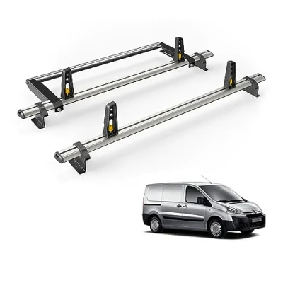 Image of Van Guard Roof Rack for Citroen Dispatch (2007 2016) 2 Bars + Rear Ladder Roller [Only Suitable Low (H1) Models with Twin Doors] Ulti Bar VG248 2/VGR 15