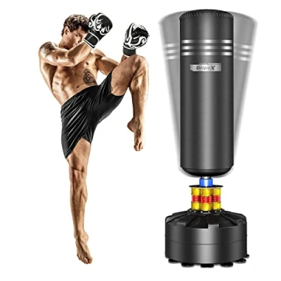 Image of Dripex Adult Free Standing Boxing Punch Bag, Heavy Duty Punching Bag Stand with Suction Cup Base 69&#039;&#039; (Black)