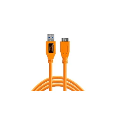 Image of Tether Tools CU5454 USB 3.0 SuperSpeed Micro B Cable, 15 feet, High Visibility Orange