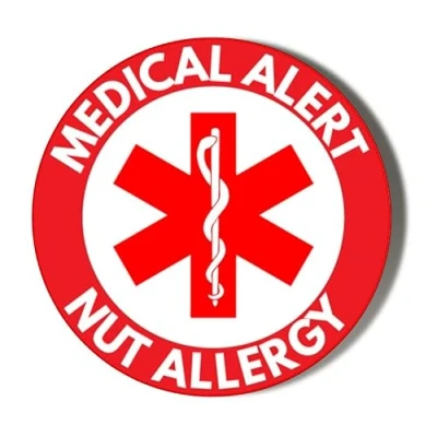 Image of Gift Insanity MEDICAL ALERT RED BACKGROUND NUT ALLERGY 58mm Large Badge