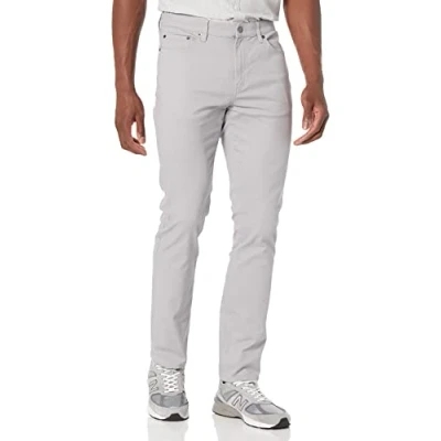 Image of Amazon Essentials Men&#039;s Slim Fit 5 Pocket Stretch Twill Trousers, Light Grey, 33W / 32L