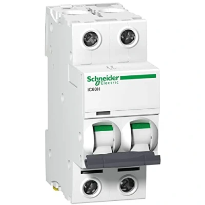 Image of Schneider Electric A9F54232 iC60H 1 Module Double Pole Type C MCB 32A 10kA (C60HC232)