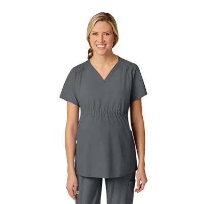 Image of WonderWink Women&#039;s Maternity V Neck Top Medical Scrubs, Pewter, S