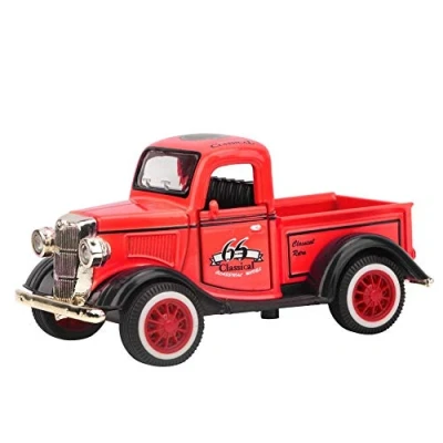 Image of Pickup Truck Toy, Classic Diecast Car Vehicle Toys Pull Back Cars Model with Lights and Sounds Gift for Kids Children(Red)