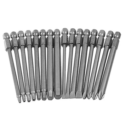 Image of Mesee 16 Pieces 4 Inch Long Magnetic Screwdriver Bit Set, 1/4&#039;&#039; Hex Shank in 1 Multiple Bits Security Torx Bits/Hex Head Allen Wrench/Cross Phillips Bits/Flat Slotted Tip