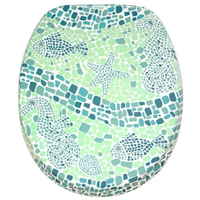 Image of Sanilo Soft Close Toilet Seat, Stable Hinges, Easy to Mount, Wooden Seat Mosaic World Green