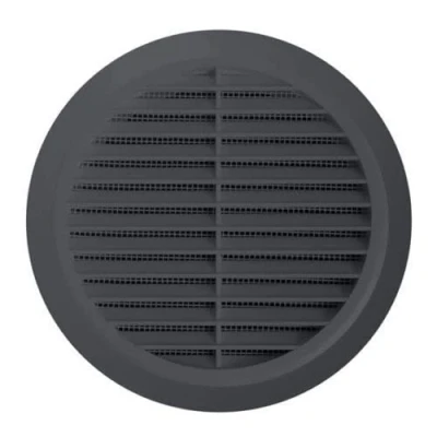 Image of Graphite Circle Air Vent Grille 100mm, 110mm, 125mm, 150mm Adjustable Ducting Size with Fly Screen.