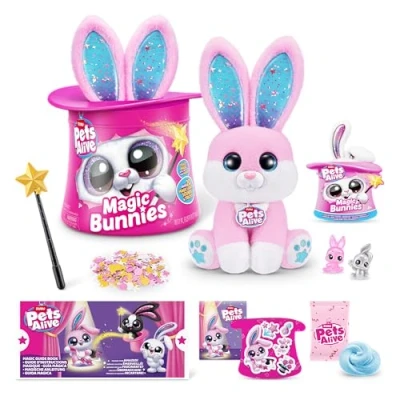 Image of Pets Alive Magic Bunnies Pink Bunny (Candy) by ZURU Electronic Plush Unboxing Surprise Interactive Toy