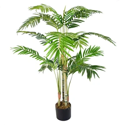 Image of Leaf Tropical Artificial Dracaena Palm Plant, Light Green, 120cm