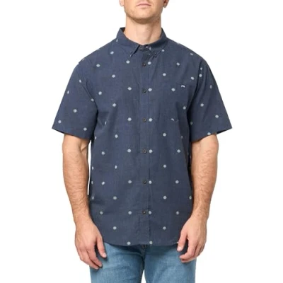 Image of Billabong Men&#039;s Classic Sundays Woven Short Sleeve Shirt, Dusty Navy, Large