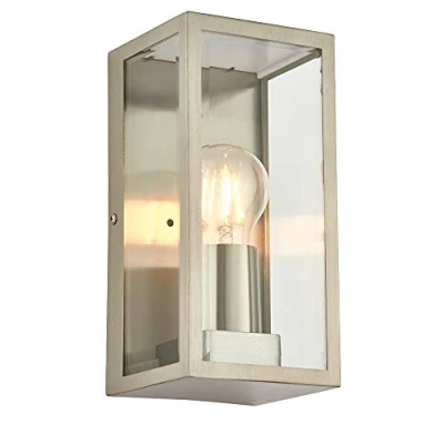 Image of Oxford 1 Light Outdoor Wall Brushed Stainless Steel, Glass IP44, E27