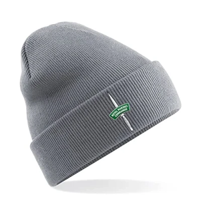 Image of PSave Royal Marines Commando Dagger Mens Premium Embroidered Beanie Hat, Bob Hat British Army Military (Grey)