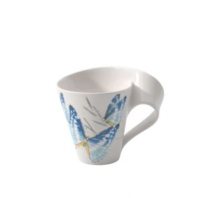 Image of Villeroy &amp; Boch NewWave Café Coffee Mug Morpho Cypris, 300 ml, Height: 11 cm, Premium Porcelain, Blue