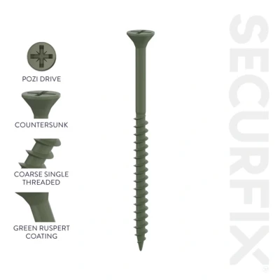 Image of Securfix Green Decking Screws 9 x 3&quot; 4.5 75mm Pack of 1000