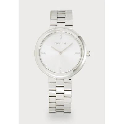 Image of Calvin Klein Twisted Bezel Watch silvercoloured, Women&#039;s, Size: One Size, Silver/coloured